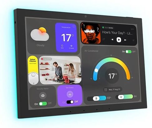 2026 New 10.1" Smart Home Control Panel Wall Mounted Android 14 POE Tablet,LED Lights, Relay, RS485,MQTT(Black Color) in Kuwait