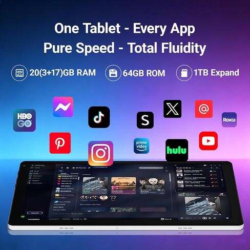 Android 15 Tablet 10 Inch, 20GB RAM 64GB ROM 1TB Expandable, Fast WiFi 6 & BT 5.4 Tablets 5-Core, HD IPS Touchscreen, 8H+ Battery, Dual Camera Portable Tablet for Kids & Adults, Gift, Streaming -White in Kuwait