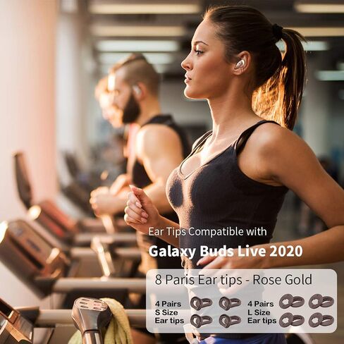 [8 Pairs] for Galaxy Buds Live Ear Tips - Anti-Slip/Dust Silicone Ear Cushion Accessories - S/L (Rose Gold) in Kuwait