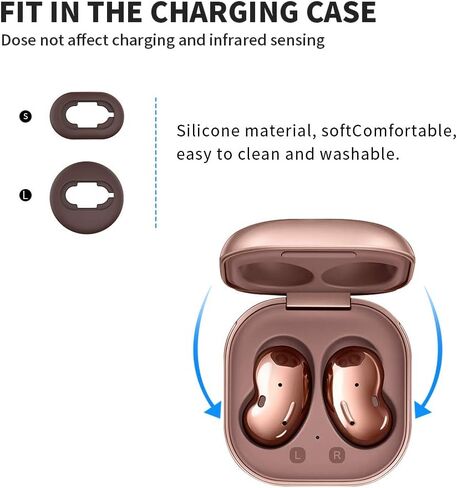 [8 Pairs] for Galaxy Buds Live Ear Tips - Anti-Slip/Dust Silicone Ear Cushion Accessories - S/L (Rose Gold) in Kuwait