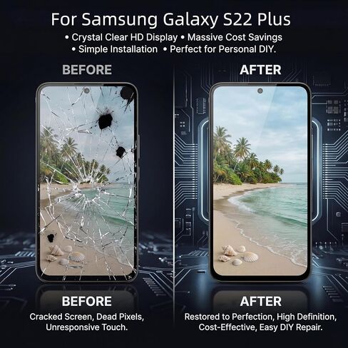 INCELL for Samsung Galaxy S22 Plus Screen Replacement with Frame Black in Kuwait