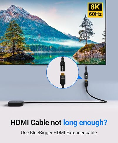 BlueRigger HDMI Extension Cable (10FT, 8K 60Hz, Braided HDMI Extender, 48Gbps Ultra High Speed, HDMI2.1) - Compatible with TV Stick, Xbox X, PS5, Apple TV, HDTV, Laptop, Nintendo Switch, 2 Pack in Kuwait