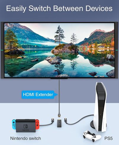 BlueRigger HDMI Extension Cable (10FT, 8K 60Hz, Braided HDMI Extender, 48Gbps Ultra High Speed, HDMI2.1) - Compatible with TV Stick, Xbox X, PS5, Apple TV, HDTV, Laptop, Nintendo Switch, 2 Pack in Kuwait