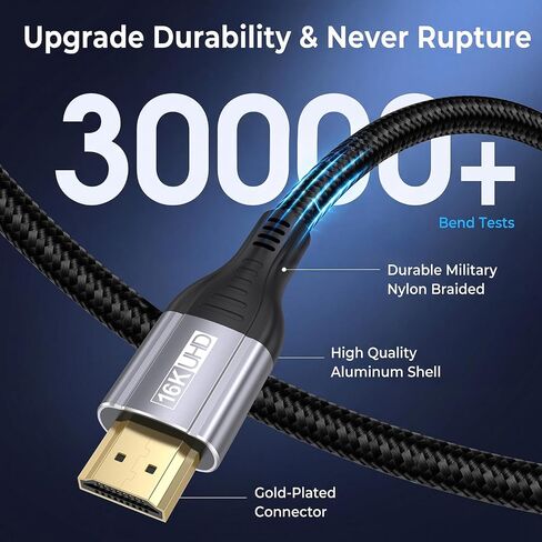 16K 8K Short HDMI Cable 1.5FT 96Gbps Ultra High Speed HDMI 2.2 Cord 18inch in Kuwait