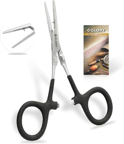 GLORY 5 Inch Fly Fishing Power Jaw Forceps, Stainless Steel Hemostat with Locking Clamp, Precision Tips for Hook Removal, Fly Tying, Tackle Box, Fishing & Crafts in Kuwait