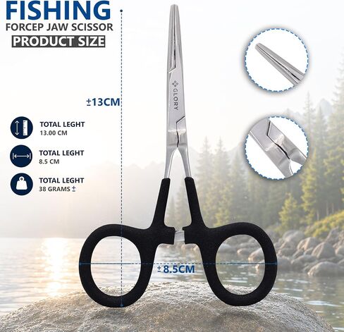 GLORY 5 Inch Fly Fishing Power Jaw Forceps, Stainless Steel Hemostat with Locking Clamp, Precision Tips for Hook Removal, Fly Tying, Tackle Box, Fishing & Crafts in Kuwait