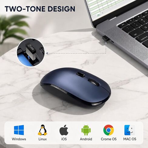 Wireless Mouse for Laptop,2.4G Slim Quiet Portable USB Computer Mice,± 3200 DPI,Lightweight,Plug&Play,4 Adjustment Speed,20 Months Battery Life,Cordless Office Mouses for Mac,PC,Chromebook,Notebook in Kuwait