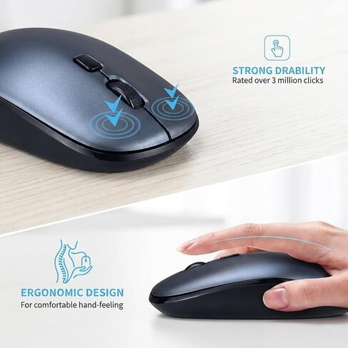 Wireless Mouse for Laptop,2.4G Slim Quiet Portable USB Computer Mice,± 3200 DPI,Lightweight,Plug&Play,4 Adjustment Speed,20 Months Battery Life,Cordless Office Mouses for Mac,PC,Chromebook,Notebook in Kuwait