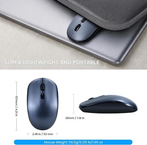 Wireless Mouse for Laptop,2.4G Slim Quiet Portable USB Computer Mice,± 3200 DPI,Lightweight,Plug&Play,4 Adjustment Speed,20 Months Battery Life,Cordless Office Mouses for Mac,PC,Chromebook,Notebook in Kuwait