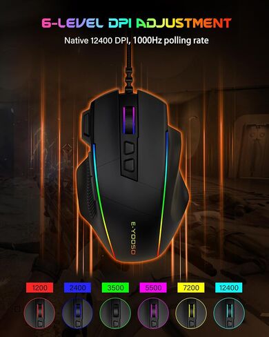 X49 Wired Computer Gaming Mouse,Rapid Fire Key,12400 DPI, Ergonomic Grip in Kuwait