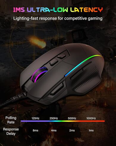 X49 Wired Computer Gaming Mouse,Rapid Fire Key,12400 DPI, Ergonomic Grip in Kuwait