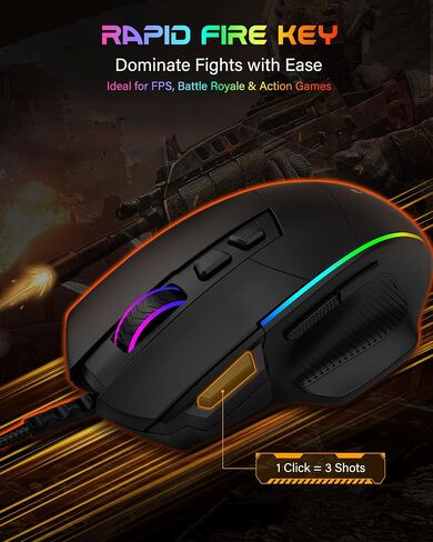 X49 Wired Computer Gaming Mouse,Rapid Fire Key,12400 DPI, Ergonomic Grip in Kuwait