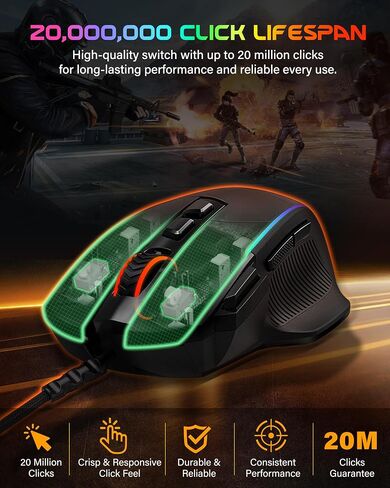 X49 Wired Computer Gaming Mouse,Rapid Fire Key,12400 DPI, Ergonomic Grip in Kuwait