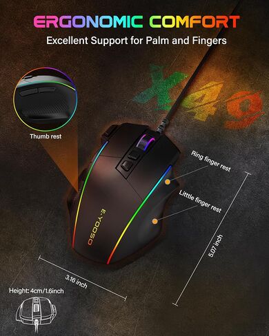 X49 Wired Computer Gaming Mouse,Rapid Fire Key,12400 DPI, Ergonomic Grip in Kuwait