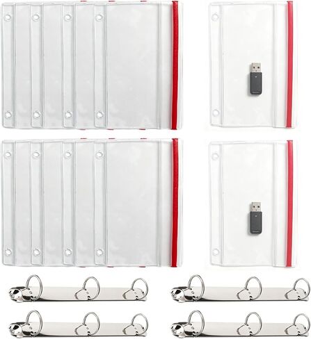 10 Pcs Flash Drive Holders Bulk, Clear Flash Drive Zipper Case with 4 Pcs 3 Ring Binders for Flash Drives and Memory Card in Saudi Arabia