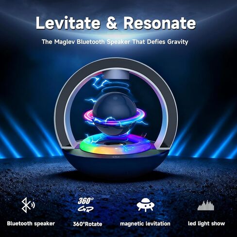 LoveLin Magnetic Levitation Bluetooth Speaker, 15W Loud Sound, Wireless Pairing, 360 Rotation Levitating Planetary Speakers with Cool LED Lighting Effects, Party Speaker, Creative Gifts in Saudi Arabia