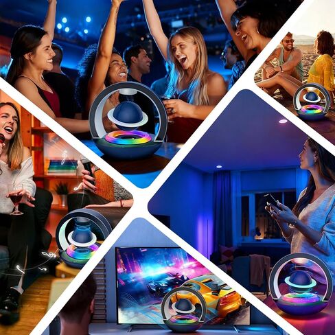 LoveLin Magnetic Levitation Bluetooth Speaker, 15W Loud Sound, Wireless Pairing, 360 Rotation Levitating Planetary Speakers with Cool LED Lighting Effects, Party Speaker, Creative Gifts in Saudi Arabia