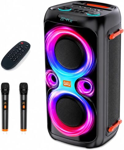 Bluetooth Party Speaker, 120W Peak, Dual 6.5" Woofers, 2 Wireless Mics in Saudi Arabia