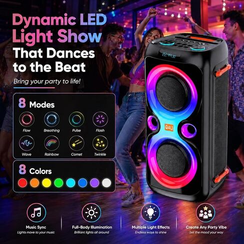 Bluetooth Party Speaker, 120W Peak, Dual 6.5" Woofers, 2 Wireless Mics in Saudi Arabia