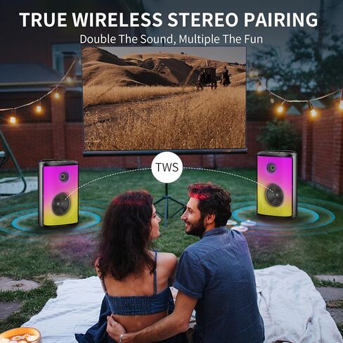BUGANI Bluetooth Speaker, 120W Portable Wireless Speakers with Punchy Bass and Loud Sound, LED Lights, 15H Playtime, Support AUX/TF Card/USB, IPX6 Waterproof, Big Party Speaker for Outdoor in Saudi Arabia