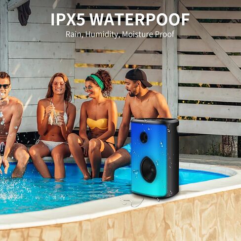 BUGANI Bluetooth Speaker, 120W Portable Wireless Speakers with Punchy Bass and Loud Sound, LED Lights, 15H Playtime, Support AUX/TF Card/USB, IPX6 Waterproof, Big Party Speaker for Outdoor in Saudi Arabia