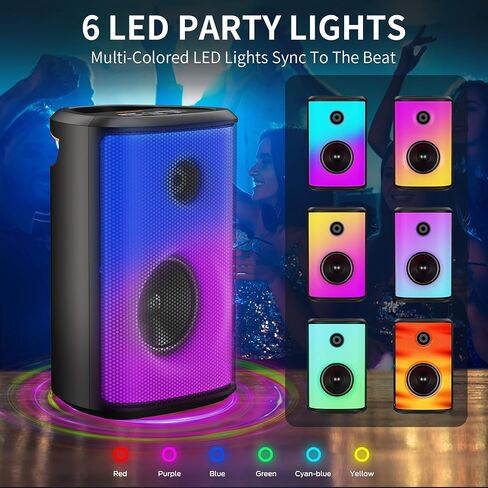 BUGANI Bluetooth Speaker, 120W Portable Wireless Speakers with Punchy Bass and Loud Sound, LED Lights, 15H Playtime, Support AUX/TF Card/USB, IPX6 Waterproof, Big Party Speaker for Outdoor in Saudi Arabia