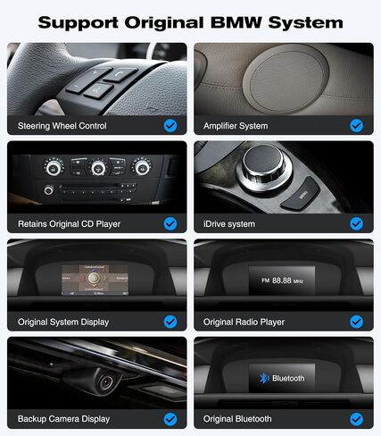 9.3" Touch Screen CarPlay Radio for BMW 5 Series E60 E61 E63 E64 E90 E91 E92 E93 2005-2008 CCC System Upgrade Android Auto Car Multimedias Player Original Stereo iDrive Amplifer Retained in Kuwait