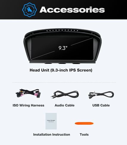9.3" Touch Screen CarPlay Radio for BMW 5 Series E60 E61 E63 E64 E90 E91 E92 E93 2005-2008 CCC System Upgrade Android Auto Car Multimedias Player Original Stereo iDrive Amplifer Retained in Kuwait