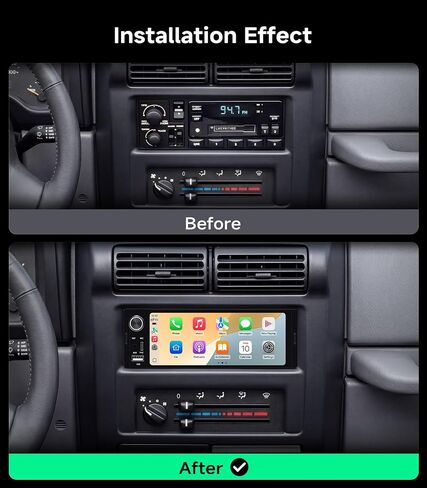 Single DIN Car Radio Stereo, Wireless CarPlay & Android Auto in Kuwait