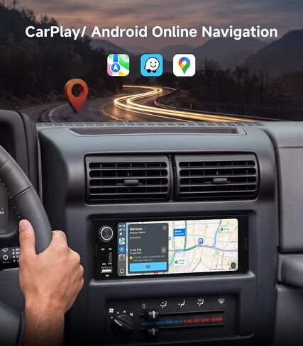 Single DIN Car Radio Stereo, Wireless CarPlay & Android Auto in Kuwait