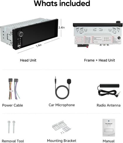 Single DIN Car Radio Stereo, Wireless CarPlay & Android Auto in Kuwait