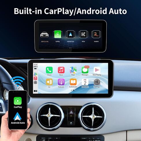Wireless CarPlay/Android Auto 12.3in Touchscreen for Mercedes Benz GLK Class X204 GLK250 GLK300 GLK350 2013-2015 with NTG4.5/4.7 Linux System, Radio Receiver in Saudi Arabia