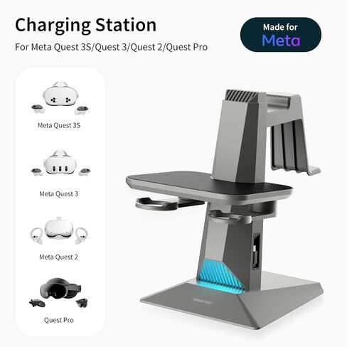annapro VR Kit for Meta Quest 3: Elite Battery Head Strap 6500mAh + CD1 Charging Station with Retractable Cable & RGB Lighting, Enhanced Comfort & Stable Charging System in Saudi Arabia