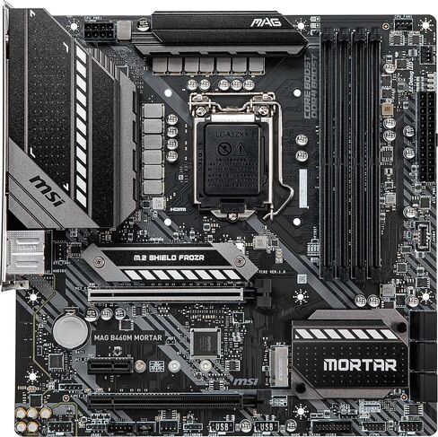 MSI MAG B460M Mortar Gaming Motherboard (mATX, 10th Gen Intel Core, LGA 1200 Socket, DDR4, CFX, Dual M.2 Slots, USB 3.2 Gen 1, 2.5G LAN, DP/HDMI) in Kuwait