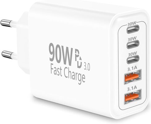 KYOHAYA European Plug Adapter USB C, 60W 4Port USB C Charger Europe Charger in Kuwait