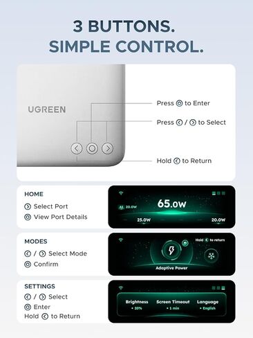 UGREEN Nexode Pro 300W Charging Station with Smart Display, 8-Port Charger in Kuwait