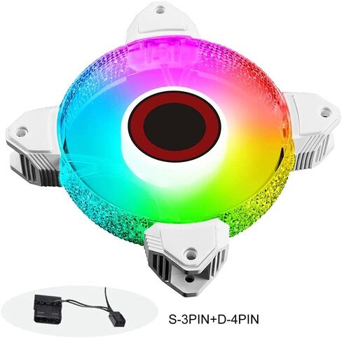 Cooling Fan Fast Anti-Vibration Cool ARGB Light 7-Blade 12cm Computer Radiator for Motherboard(Gray) in Kuwait