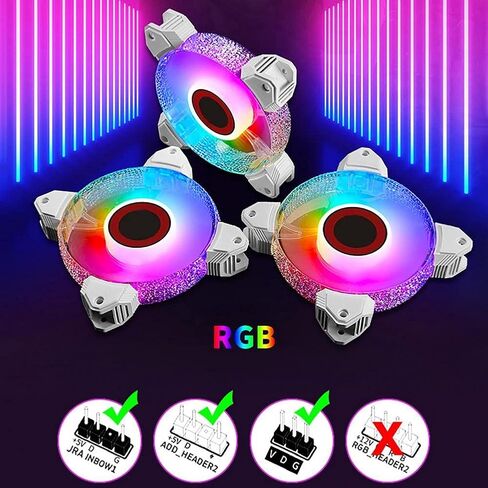 Cooling Fan Fast Anti-Vibration Cool ARGB Light 7-Blade 12cm Computer Radiator for Motherboard(Gray) in Kuwait