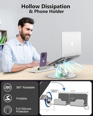 LOXP Adjustable 10-17.3" Laptop Stand for Desk with Larger Base in Kuwait