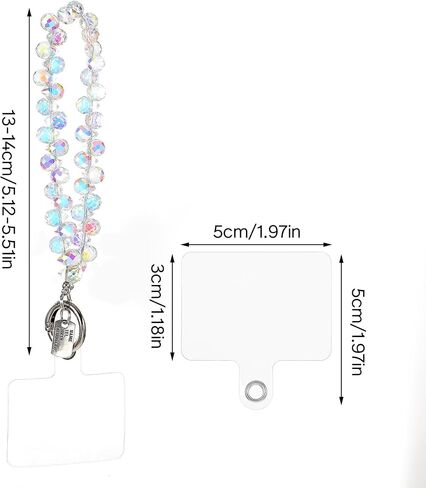 2pcs Crystal Beaded Phone Wrist Strap with Tether Tab Cute Phone Bracelet Strap for Women Blingbling Sparkling Cell Phones Wrist Straps Beaded (Deep Purple + Transparent) in Saudi Arabia