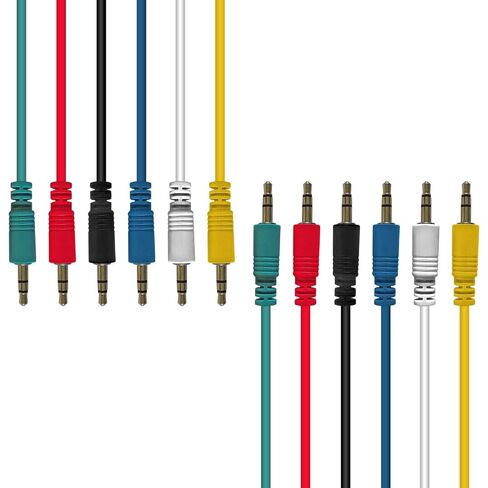 AxcessAbles 1/8 (3.5mm) TRS to 1/8 (3.5mm) TRS Balanced Minijack Stereo Patch Cables| Headphone Jack|1/8 aux Cable Bundle| 3.5mm Stereo Aux Audio Cables Multi-Color 6-Pack (1.5ft) in Kuwait