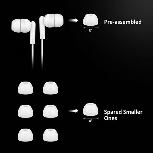 Earbuds Bulk 100 Pack for Classrooms Wired in-Ear Headphones 3.5mm Plug No Microphone for Students, Schools, Libraries, and Computer Labs Individually Bagged - White in Kuwait