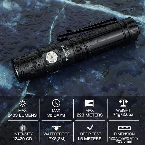 ThruNite TC15 V3 LED Flashlight, 2403 High Lumens USB-C Rechargeable Flashlights, 732ft Beam EDC Tactical Flashlight, Pocket Handheld Flash Light for Camping, Emergency & Outdoor in Kuwait