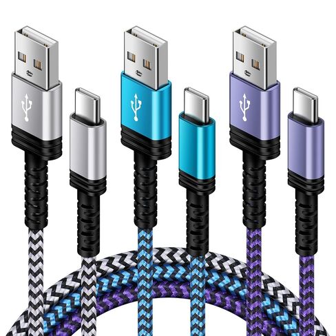 USB C Charger Cable Fast Charger Phone Android Power Cord 5FT/3Pack Braided in Kuwait