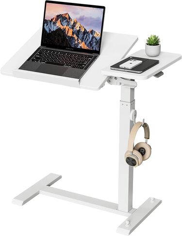 ETHU Foldable Overbed Table with Wheels, Adjustable 26.77-42.51", White in Kuwait