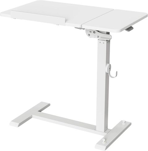 ETHU Foldable Overbed Table with Wheels, Adjustable 26.77-42.51", White in Kuwait