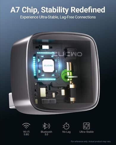 ZUCWO Mini Wireless CarPlay Adapter for Carplay and Android Auto 2-in-1 Mini USB Design for Cars, Plug and Play Converts Wired to Wireless CarPlay for iOS10+ / Android 11+ in Kuwait