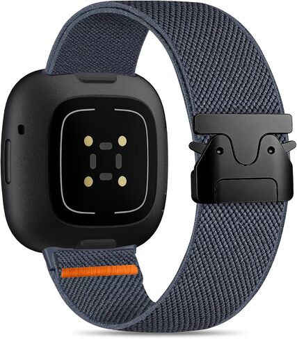 HSWAI مشبك باراشوت حزام قابل للتمدد متوافق مع Fitbit Versa 4 Bands للنساء/Versa 3/Sense/Sense 2 Bands، أساور معصم من النايلون المطاطي الرياضي الناعم القابل للتعديل للنساء والرجال in Kuwait