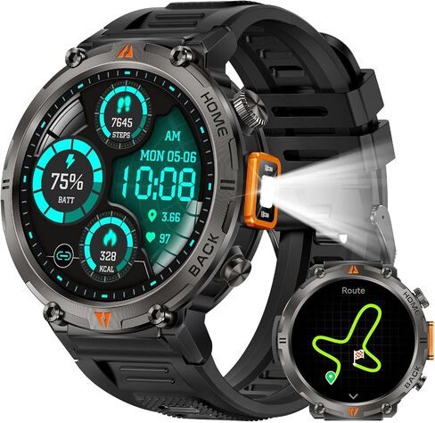 Military Smart Watch for Men Tactical Rugged Bluetooth Call Flashlight in Kuwait