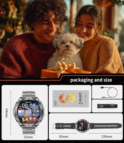LIGE Smart Watch for Men,1.6" AMOLED Screen /600mAh Battery/5ATM Waterproof Smartwatches (Answer/Dial Calls) Fitness Tracker with Heart Rate/Sleep Tracking/Blood Oxygen for Android/iOS Black in Kuwait